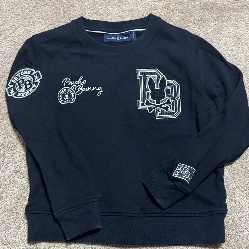 Psycho Bunny Black Sweatshirt with White Accents